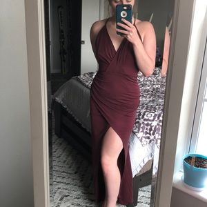 Burgundy floor length dress
